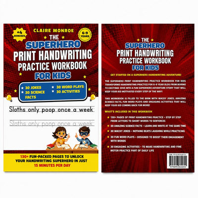 The Superhero Print Handwriting Workbook: Jokes, Science Facts & Word Play for Ages 6-9
